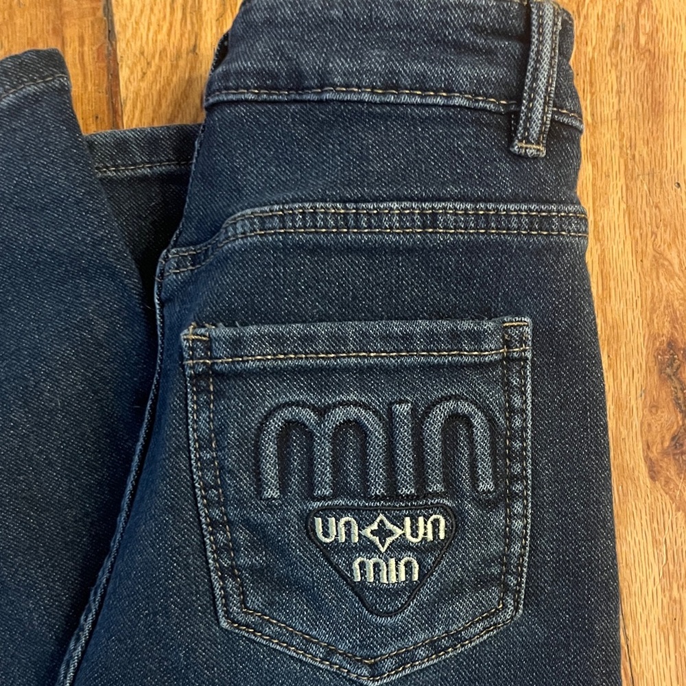 Dark Blue Denim Jeans with Embroidered Pocket